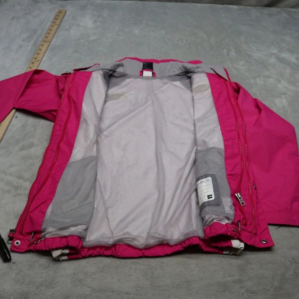 North Face Rain Jacket Girls Medium 10/12 Pink Waterproof Mesh Lined 3in1 Shell